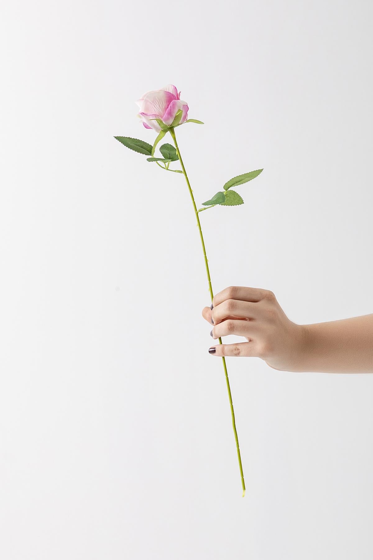 Yapay Kadife Gül Tek Dal Pembe 50 Cm