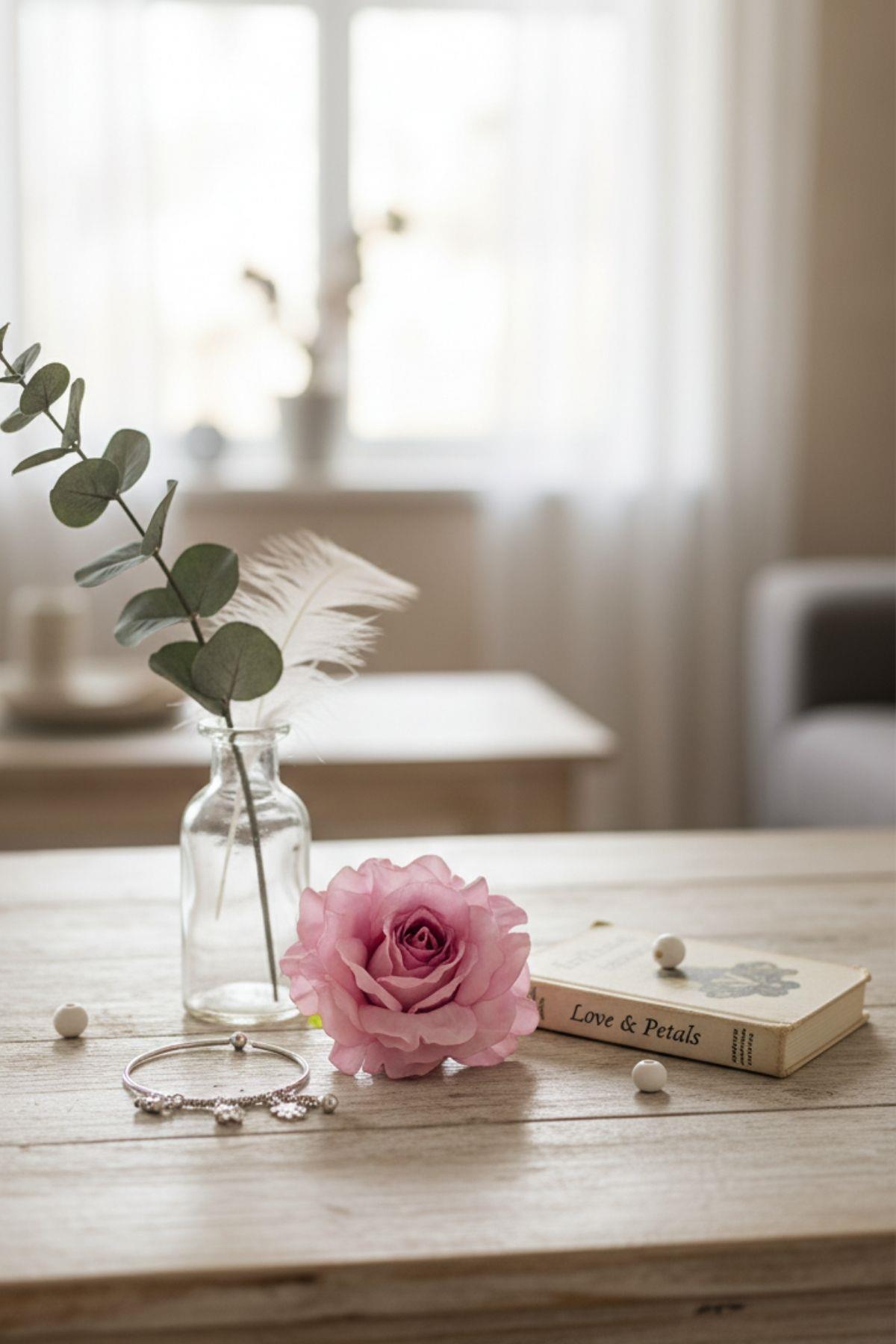 Yapay Kafa Gül Pembe 10 Cm