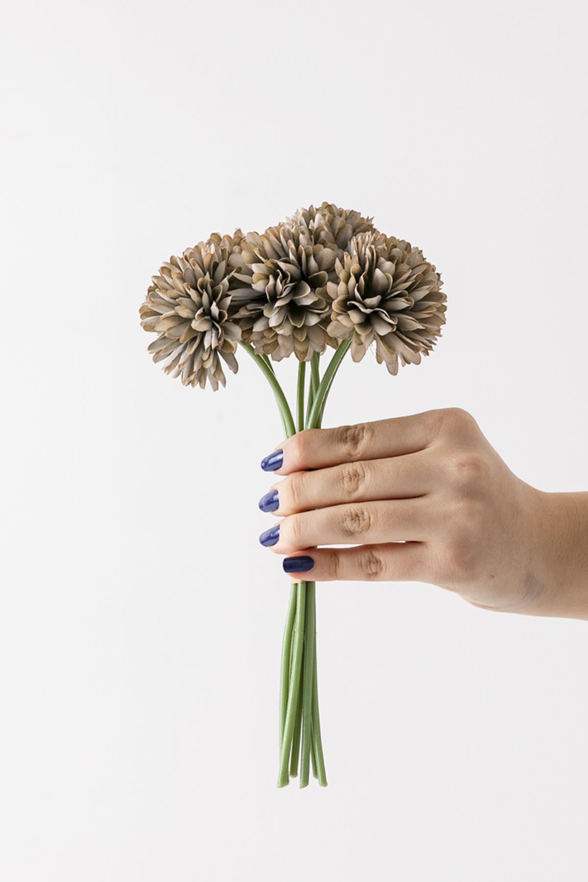 Yapay Kasımpatı Çiçeği Gri 25 Cm 7 Dal