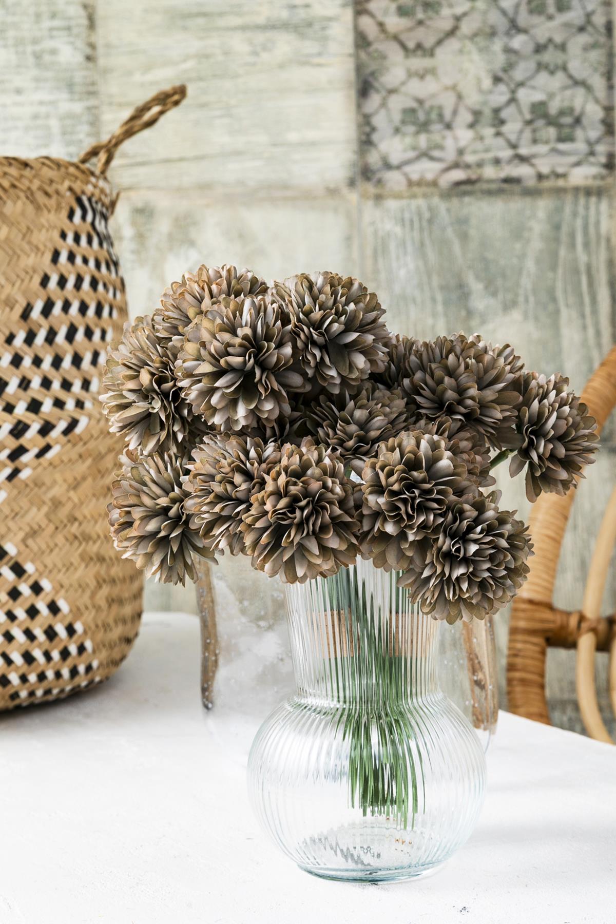 Yapay Kasımpatı Çiçeği Gri 25 Cm 7 Dal