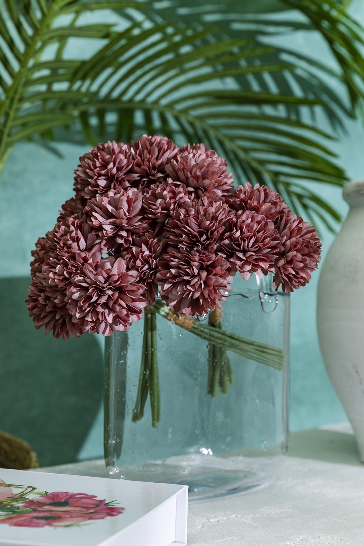 Yapay Kasımpatı Çiçeği Gül Kurusu 25 Cm 7 Dal