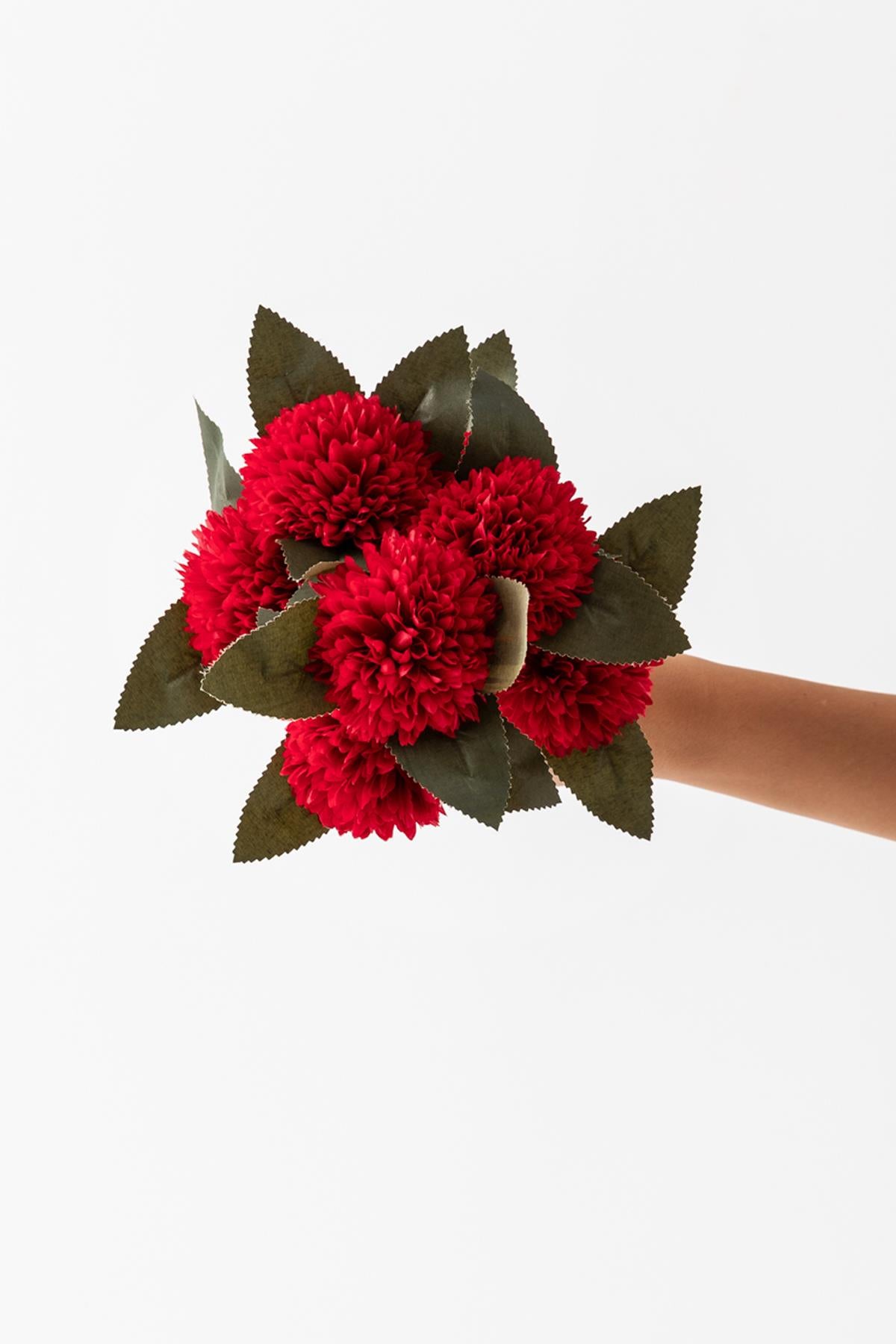 Yapay Kasımpatı Çiçeği Kırmızı 40 cm 7 Dal