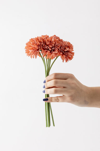 Yapay Kasımpatı Çiçeği Koyu Turuncu 25 Cm 7 Dal