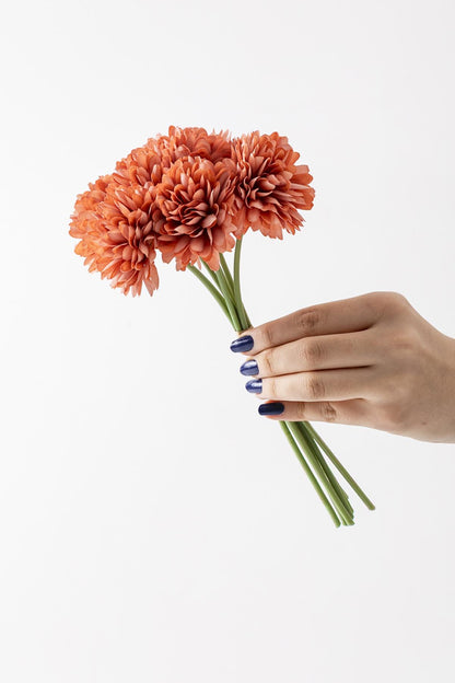 Yapay Kasımpatı Çiçeği Koyu Turuncu 25 Cm 7 Dal