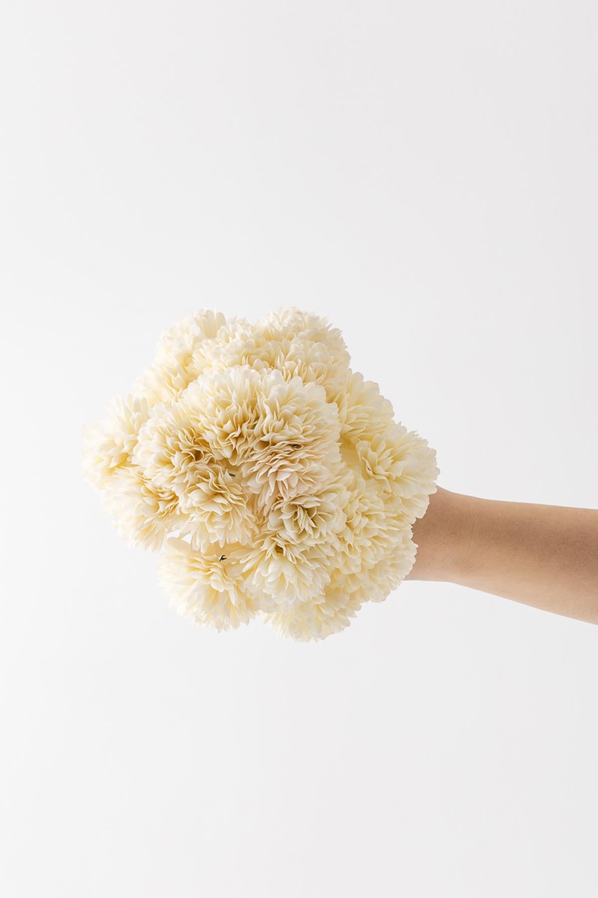 Yapay Kasımpatı Çiçeği Krem 25 Cm 7 Dal