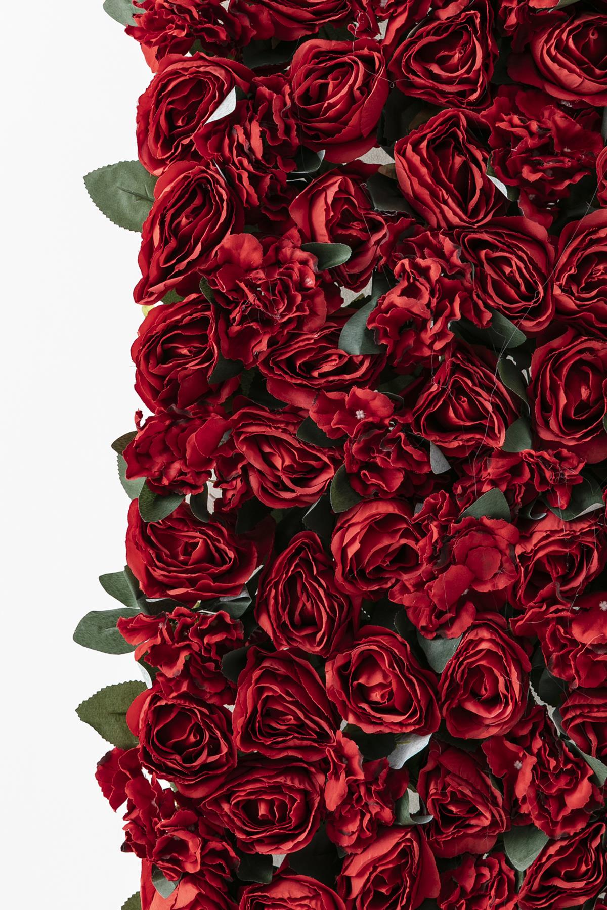 Yapay Kırmızı Gül Duvarı 200X100