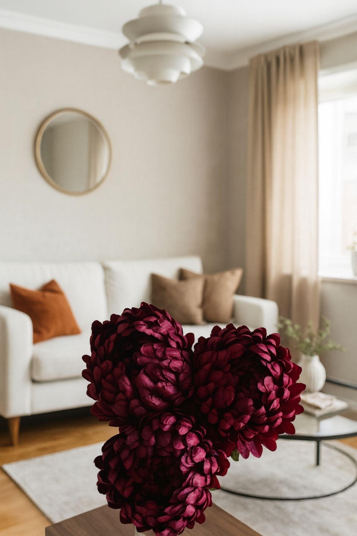 Yapay Krizantem Çiçeği Bordo 75 Cm Tek Dal