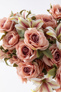 Yapay Lilyum Gül Demeti 45 Cm 11 Dal Açık Pembe