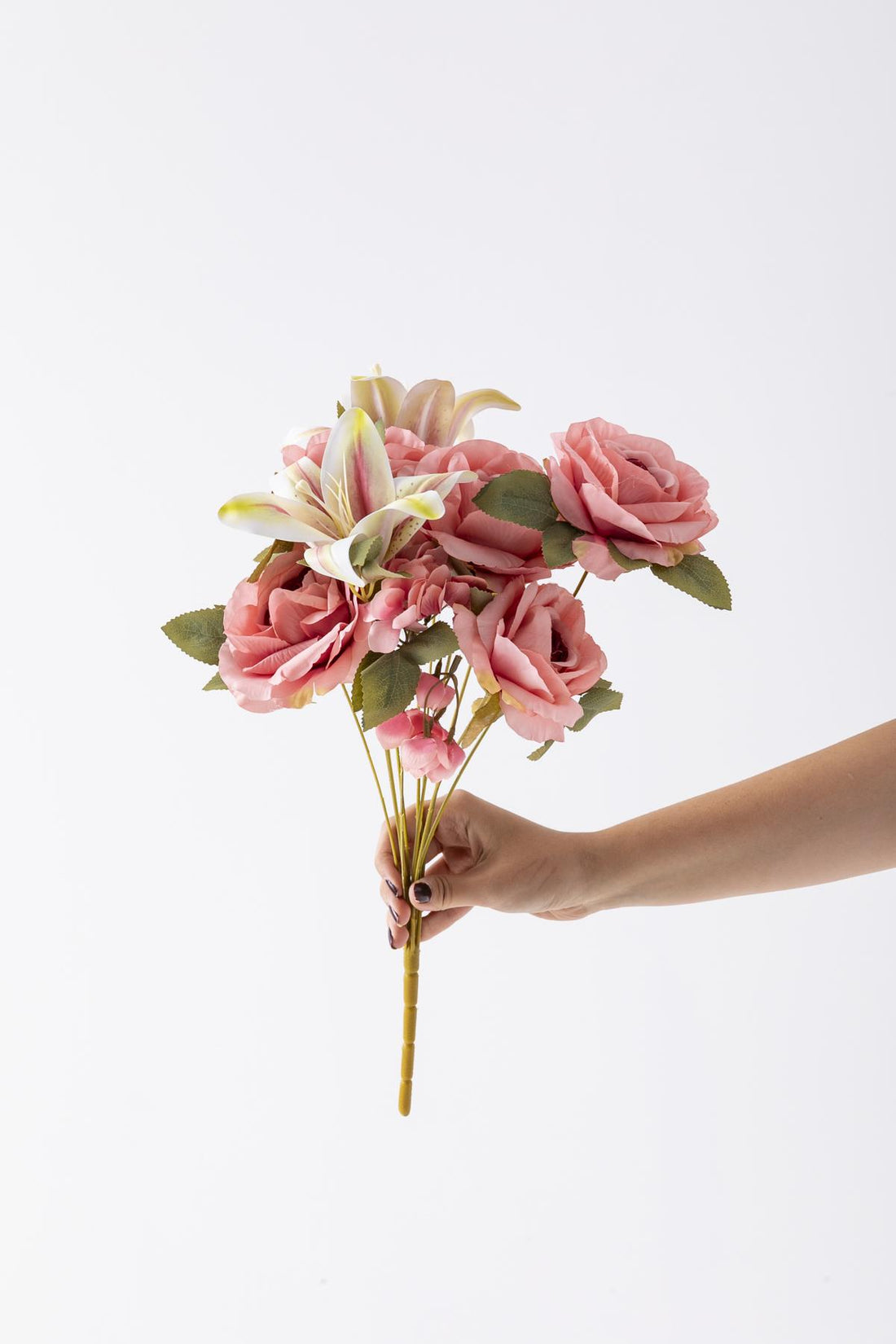 Yapay Lilyum Gül Demeti 45 Cm 11 Dal Pembe