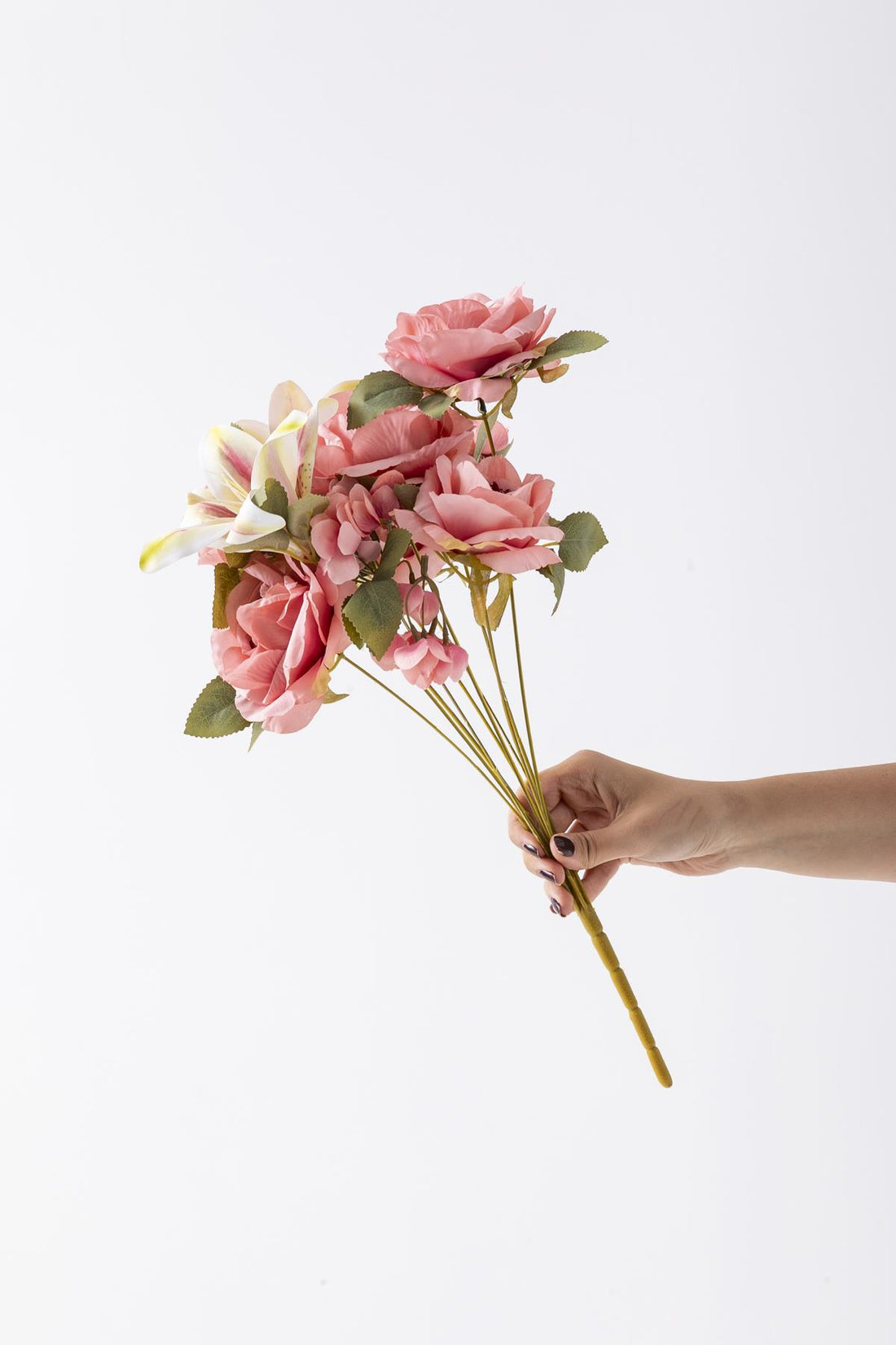 Yapay Lilyum Gül Demeti 45 Cm 11 Dal Pembe