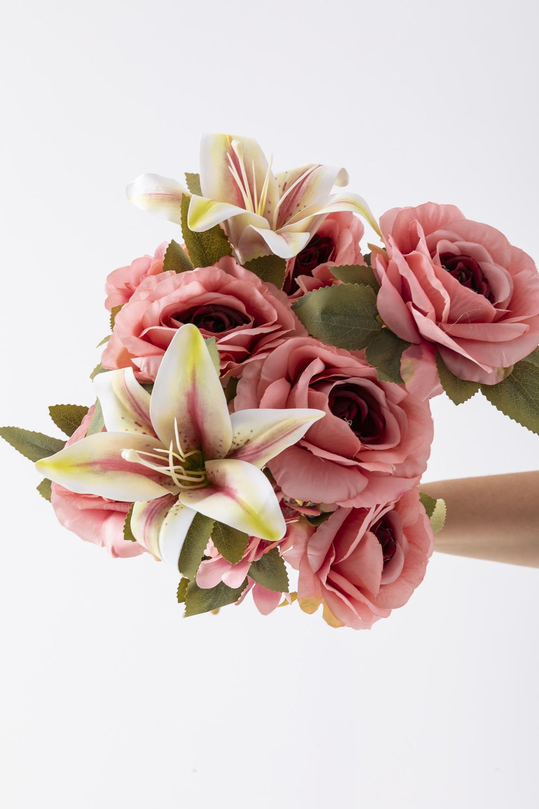 Yapay Lilyum Gül Demeti 45 Cm 11 Dal Pembe