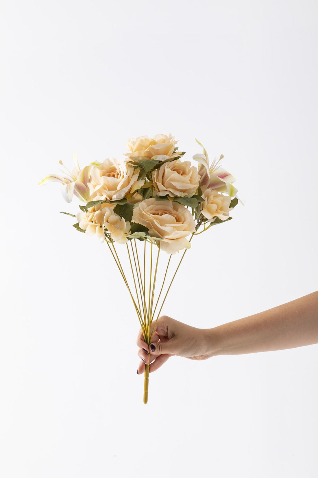 Yapay Lilyum Gül Demeti 45 Cm 11 Dal Somon