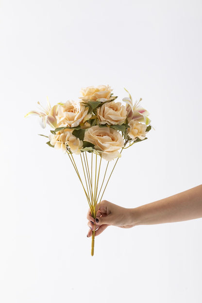 Yapay Lilyum Gül Demeti 45 Cm 11 Dal Somon