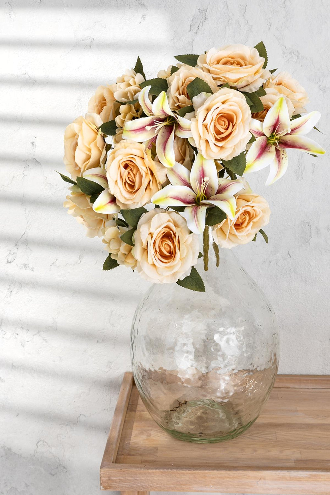 Yapay Lilyum Gül Demeti 45 Cm 11 Dal Somon