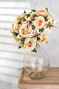 Yapay Lilyum Gül Demeti 45 Cm 11 Dal Somon