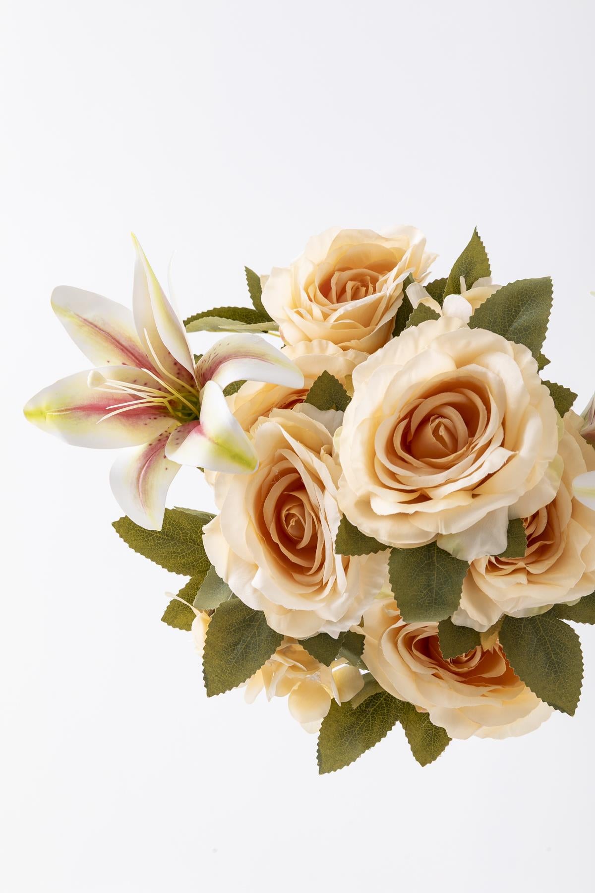 Yapay Lilyum Gül Demeti 45 Cm 11 Dal Somon