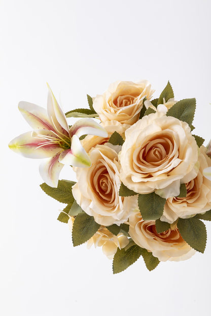 Yapay Lilyum Gül Demeti 45 Cm 11 Dal Somon