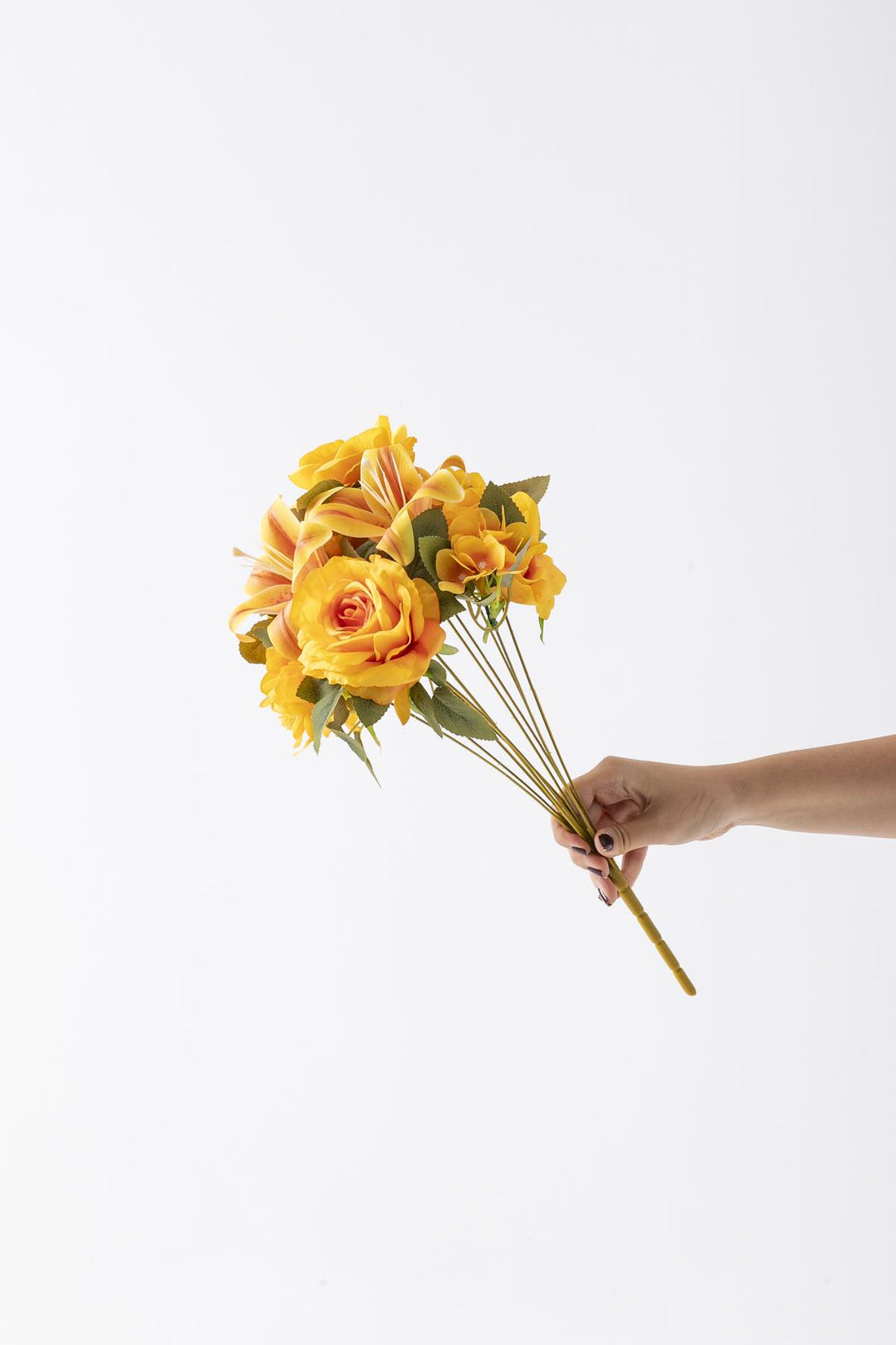 Yapay Lilyum Gül Demeti 45 Cm 11 Dal Turuncu