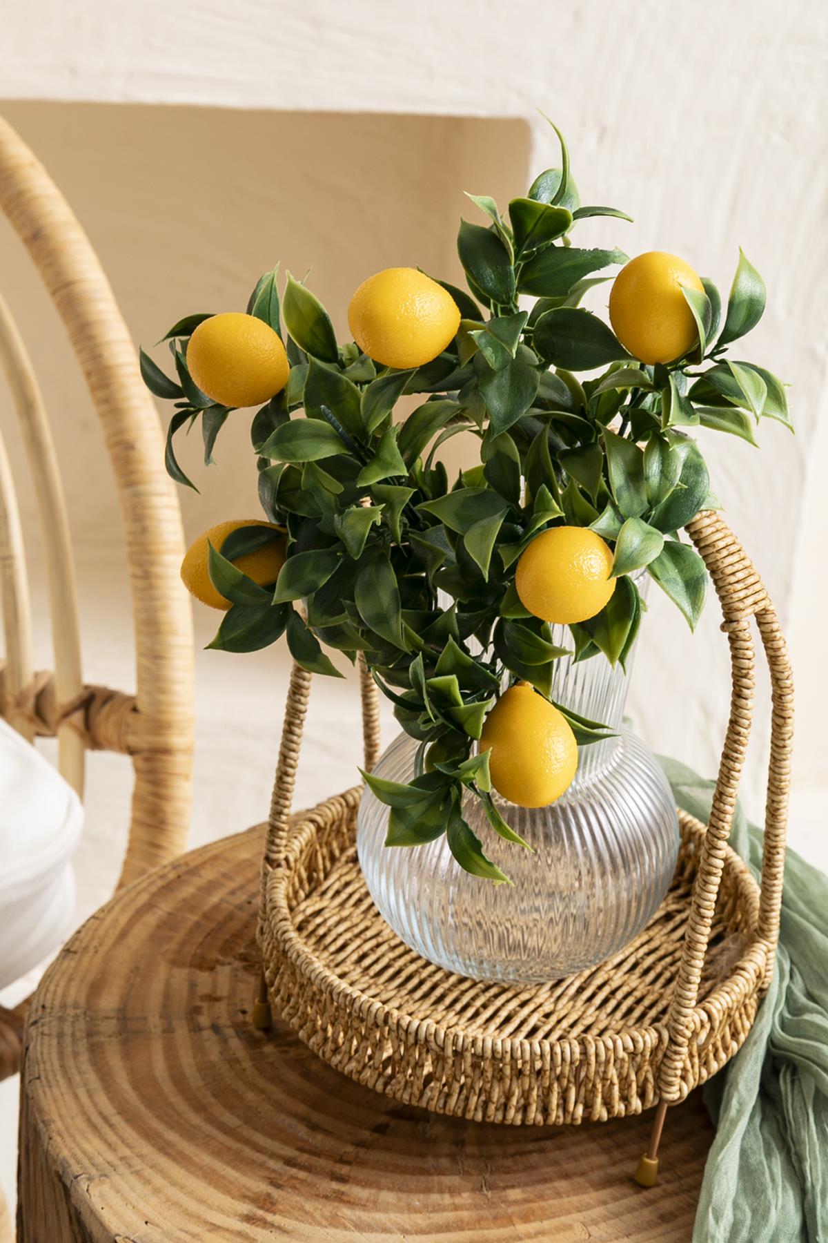 Yapay Limon Demeti Yeşil 35 Cm 5 Dal(Uv)