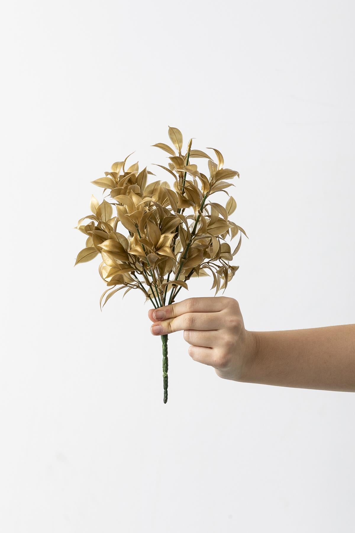 Yapay Limon Yaprağı Demeti Gold 30 Cm 7 Dal (Uv)