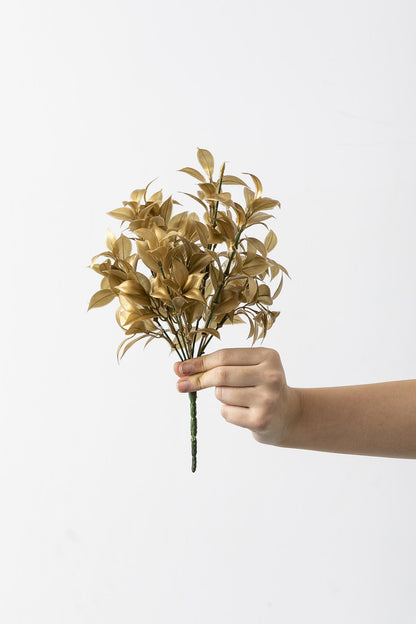 Yapay Limon Yaprağı Demeti Gold 30 Cm 7 Dal (Uv)