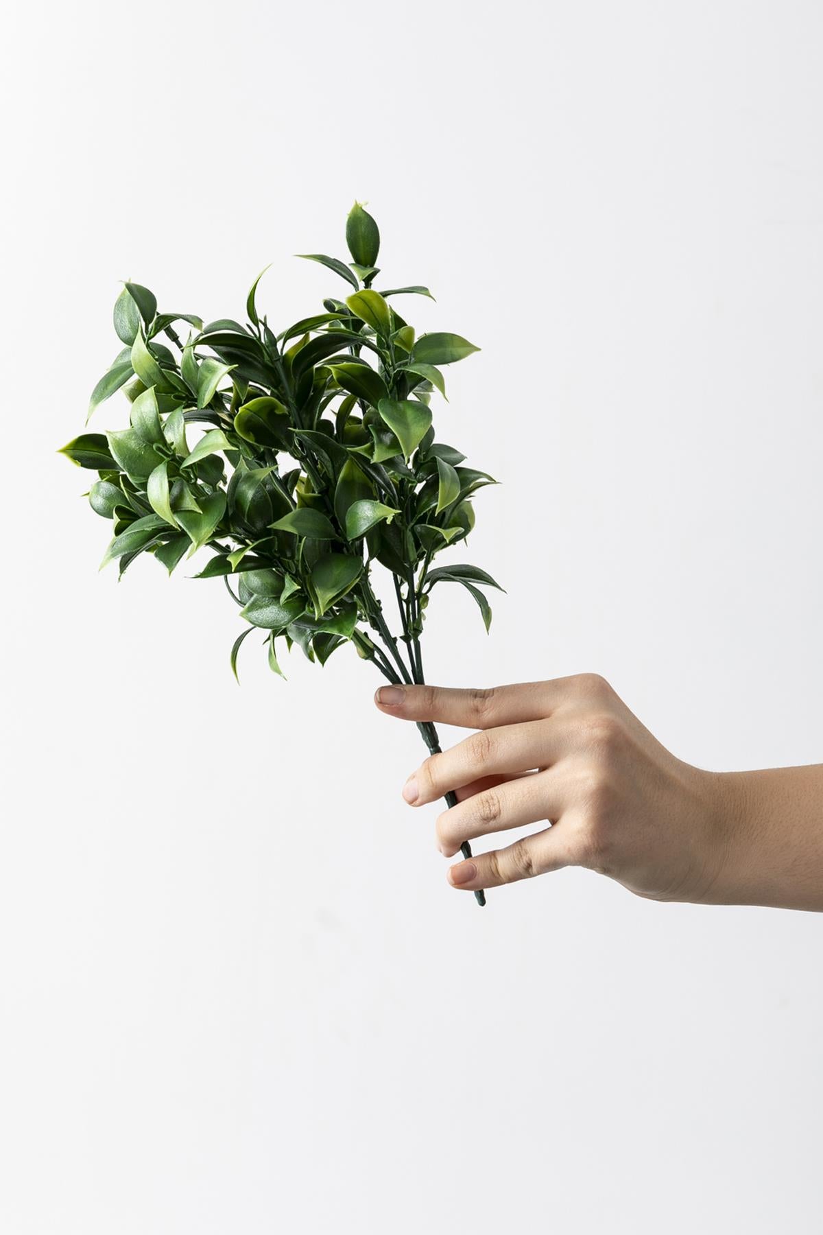 Yapay Limon Yaprağı Demeti Yeşil 30 Cm 7 Dal(Uv)