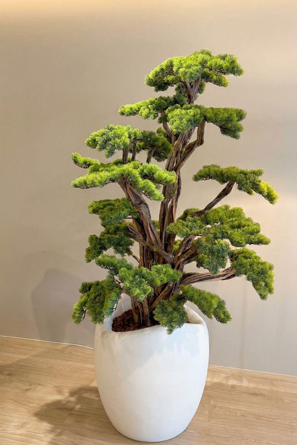 Yapay Lüx Bonsai Ağacı 200 cm 80 Dal Beyaz Fiber Saksı