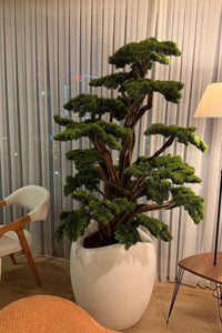 Yapay Lüx Bonsai Ağacı 200 cm 80 Dal Beyaz Fiber Saksı