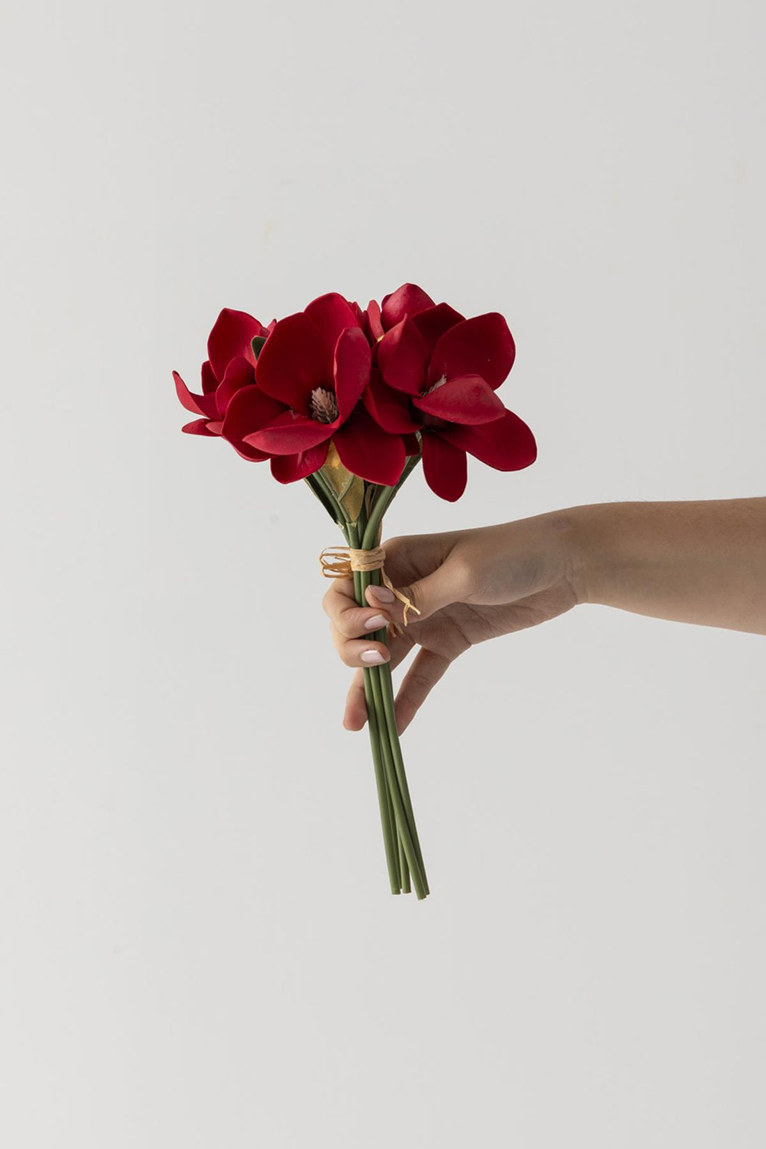 Yapay Lüx Lateks Manolya Demeti 33cm Kırmızı 7 Kafa