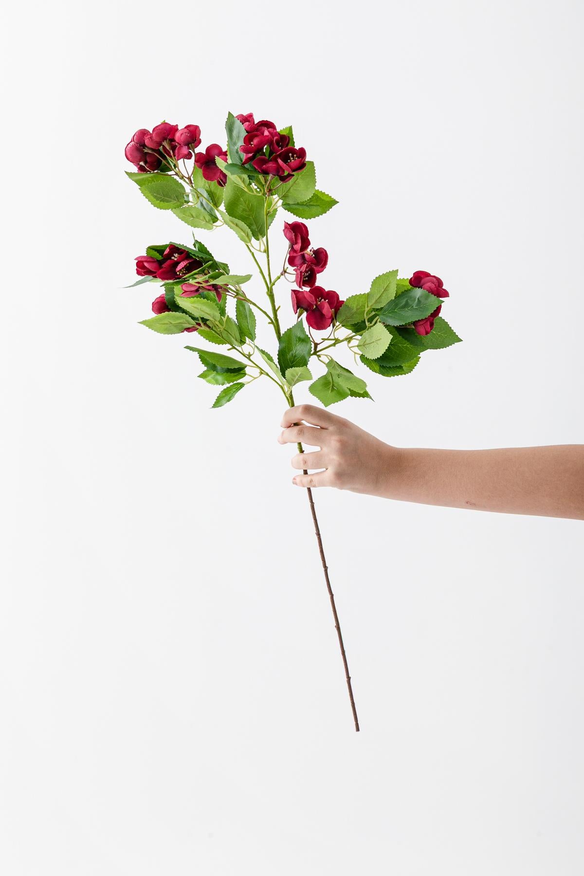 Yapay Lux Menekşe Dalı Bordo 80 cm 5 Yaprak