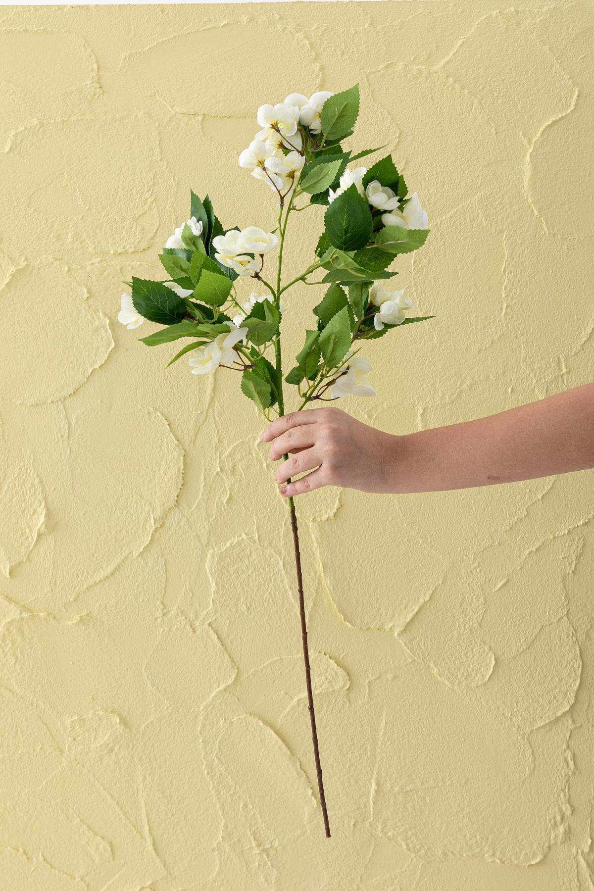 Yapay Lux Menekşe Dalı Kırık Beyaz 80 cm 5 Yaprak