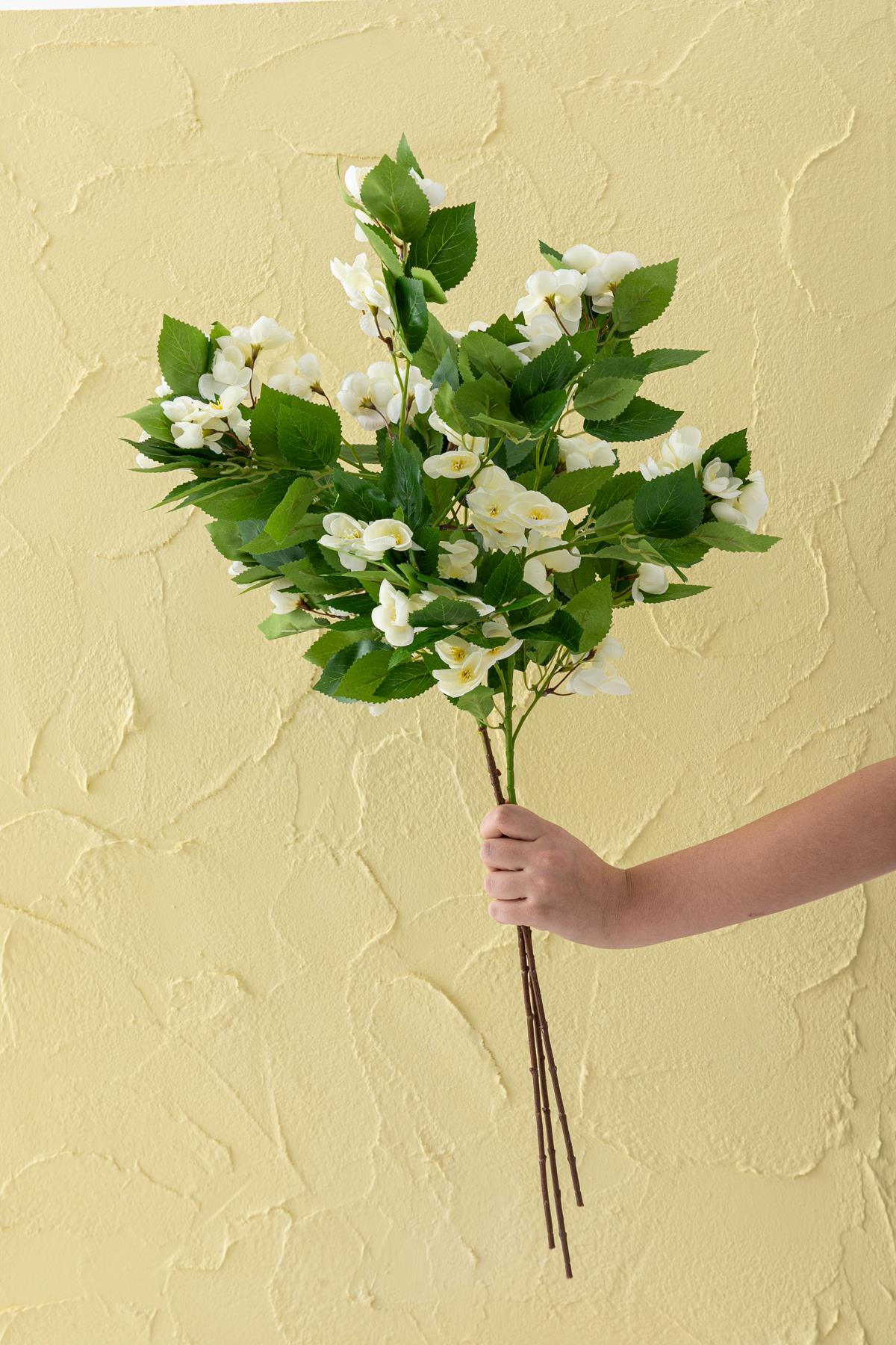 Yapay Lux Menekşe Dalı Kırık Beyaz 80 cm 5 Yaprak