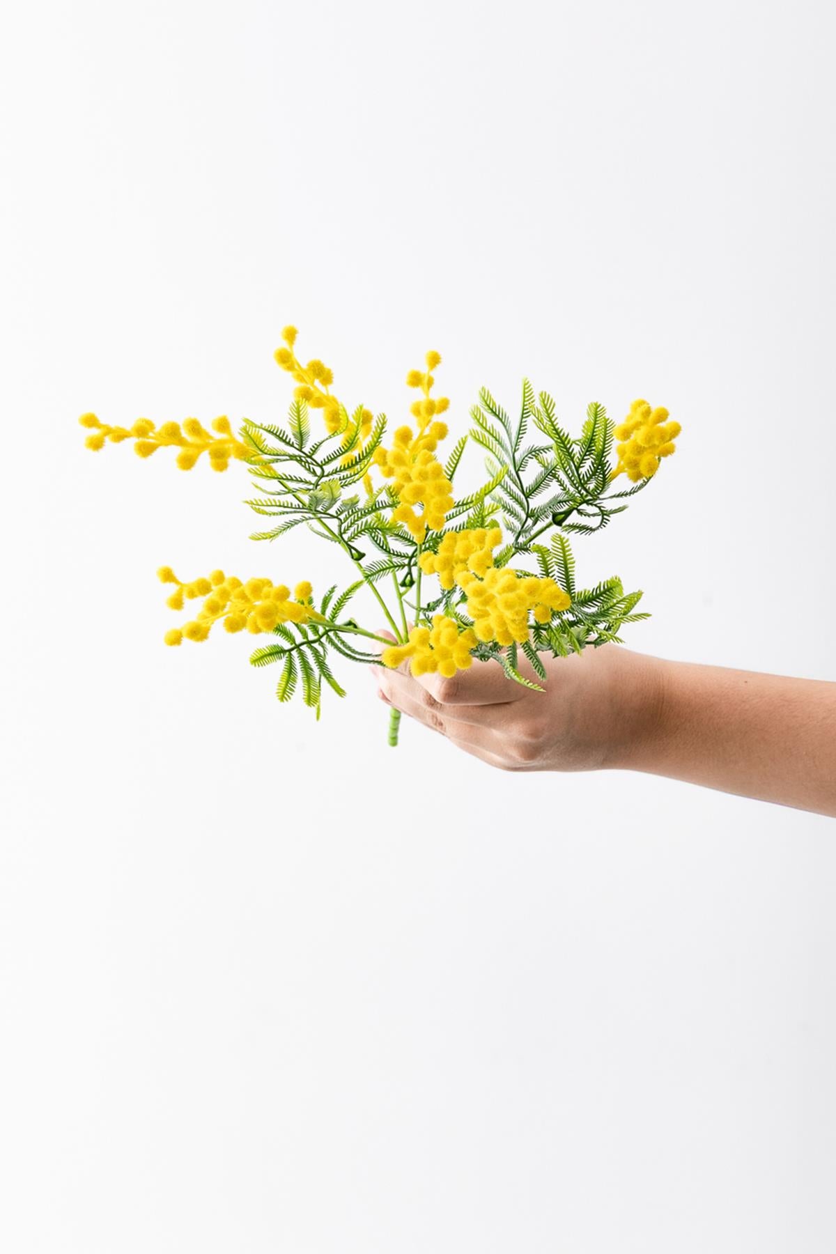 Yapay Mimoza Çiçeği Sarı 40 Cm 7 Dal