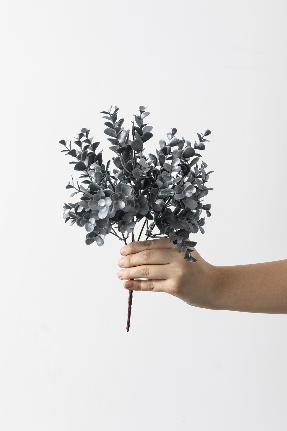 Yapay Okaliptus Demeti Büyük Yapraklı Gri 30 Cm 5 Dal(Uv)