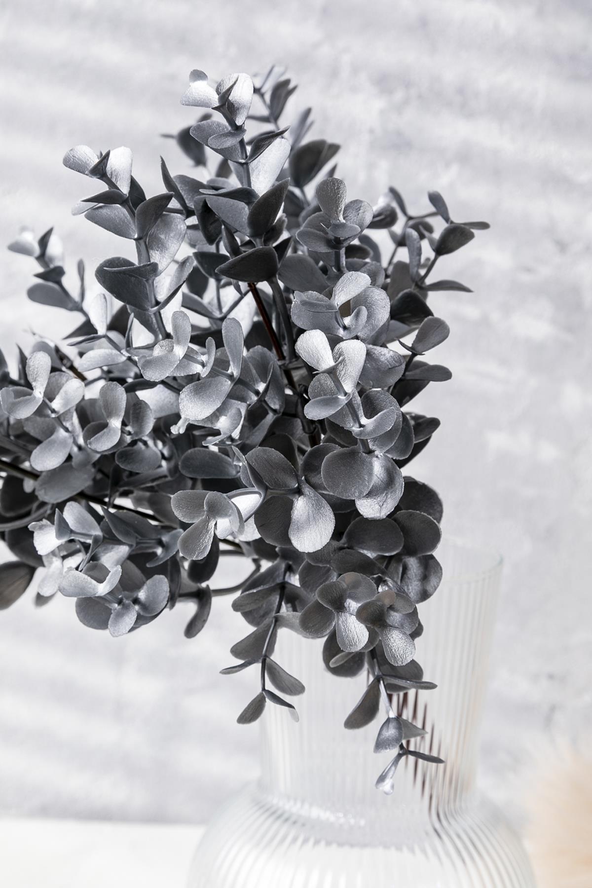 Yapay Okaliptus Demeti Büyük Yapraklı Gri 30 Cm 5 Dal(Uv)