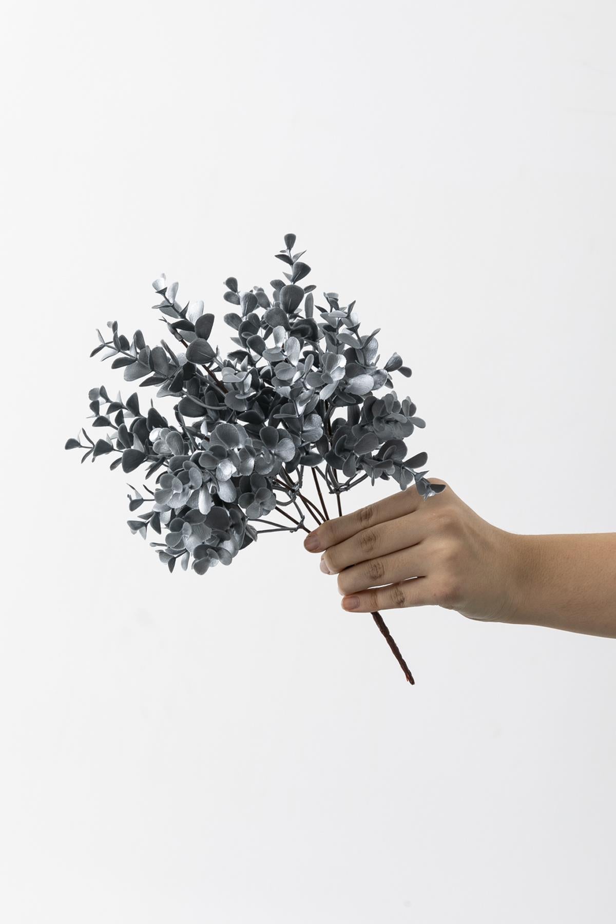 Yapay Okaliptus Demeti Büyük Yapraklı Gri 30 Cm 5 Dal(Uv)