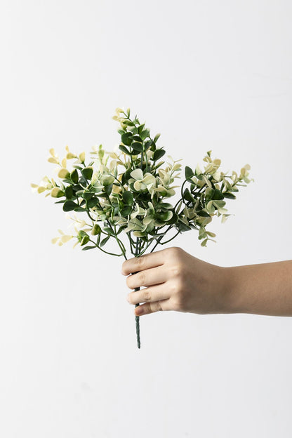 Yapay Okaliptus Demeti Büyük Yapraklı Yeşil Beyaz 30 Cm 5 Dal(Uv)