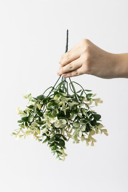 Yapay Okaliptus Demeti Büyük Yapraklı Yeşil Beyaz 30 Cm 5 Dal(Uv)