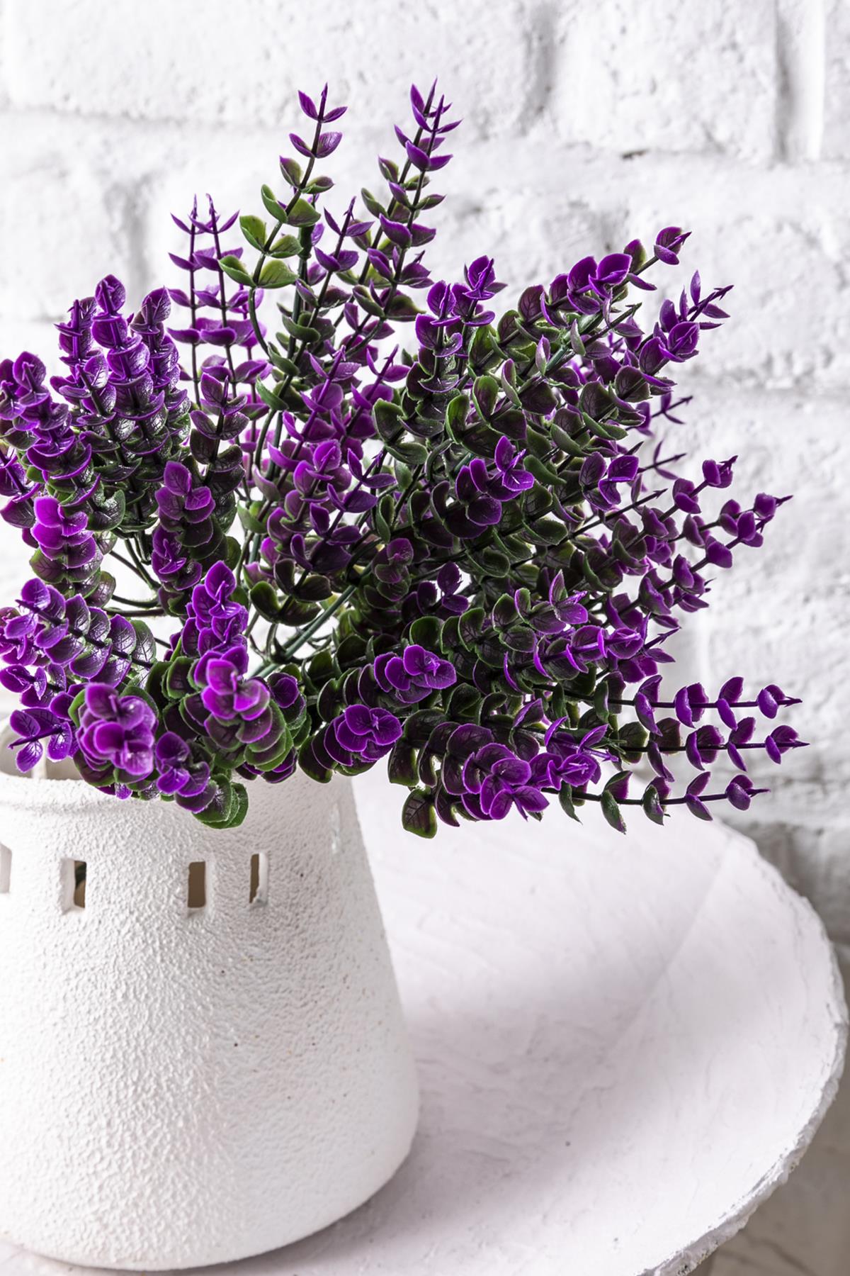 Yapay Okaliptus Demeti Mor 35 Cm 7 Dal