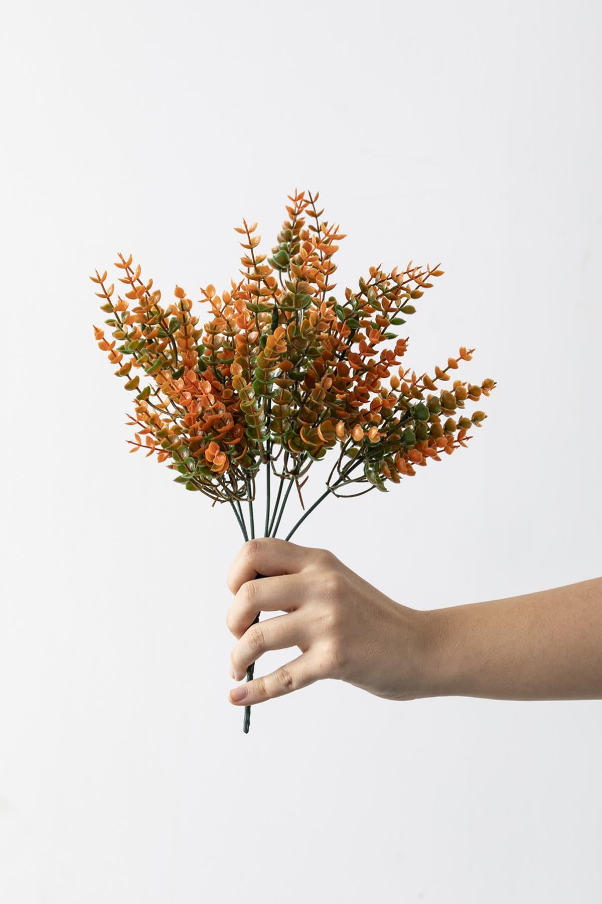 Yapay Okaliptus Demeti Turuncu 35 Cm 7 Dal
