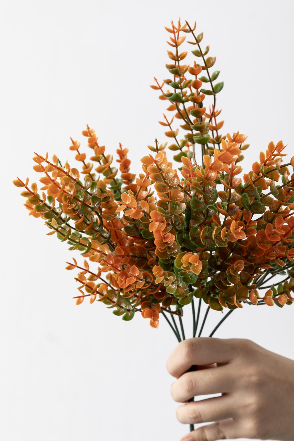 Yapay Okaliptus Demeti Turuncu 35 Cm 7 Dal