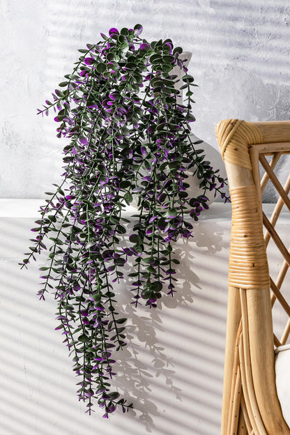 Yapay Okaliptus Sarmaşık Uv Korumalı Mor 90 Cm 5 Dal