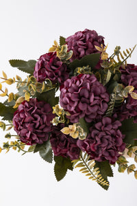 Yapay Ortanca Çiçeği 30 Cm 5 Dal Bordo