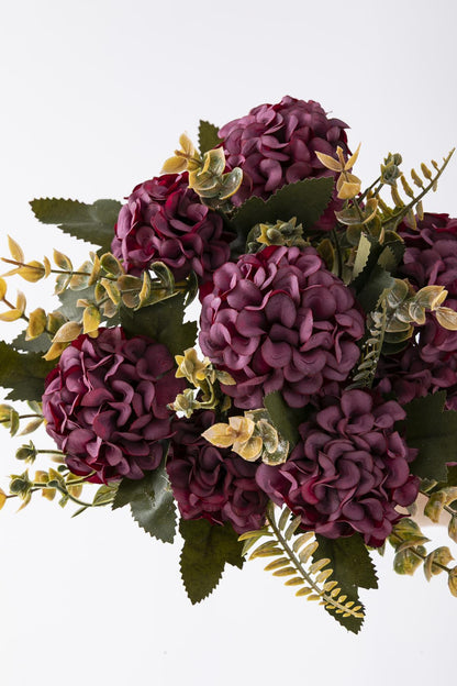 Yapay Ortanca Çiçeği 30 Cm 5 Dal Bordo