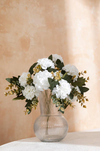 Yapay Ortanca Çiçeği 30 Cm 5 Dal Beyaz