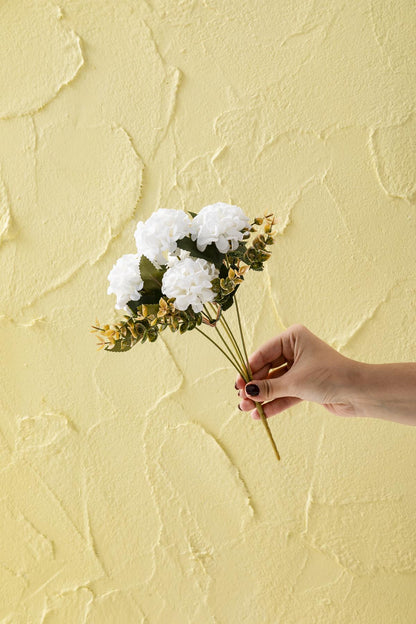 Yapay Ortanca Çiçeği 30 Cm 5 Dal Beyaz