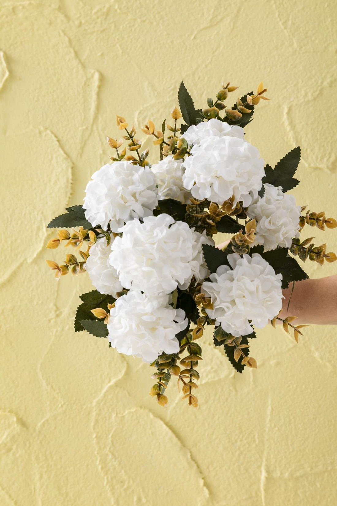 Yapay Ortanca Çiçeği 30 Cm 5 Dal Beyaz