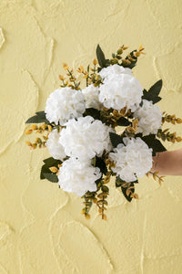 Yapay Ortanca Çiçeği 30 Cm 5 Dal Beyaz