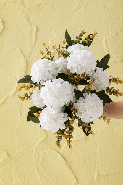 Yapay Ortanca Çiçeği 30 Cm 5 Dal Beyaz