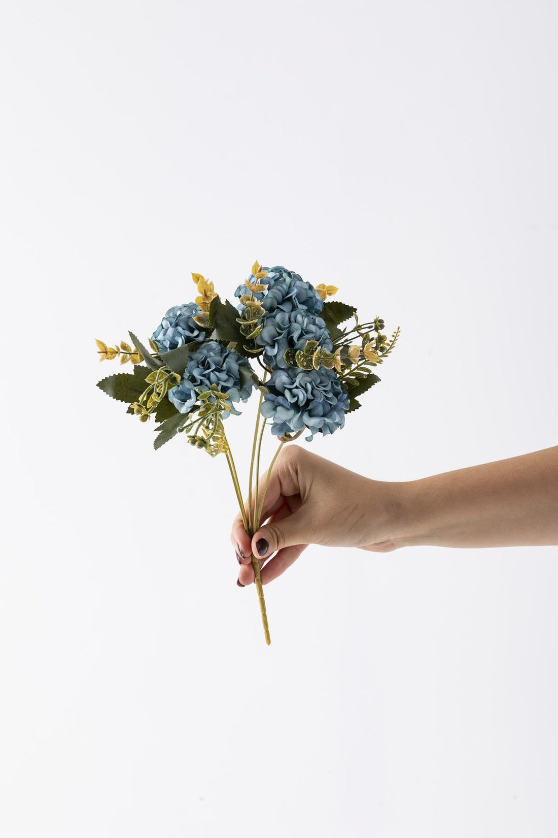 Yapay Ortanca Çiçeği 30 Cm 5 Dal Mavi